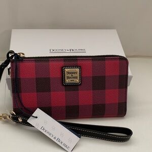 NWT - Dooney & Bourke Tucker Red and Black Plaid Wristlet with Gift Box